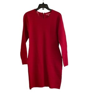 BETSEY JOHNSON Red Bodycon Ribbed Long Sleeved Dress